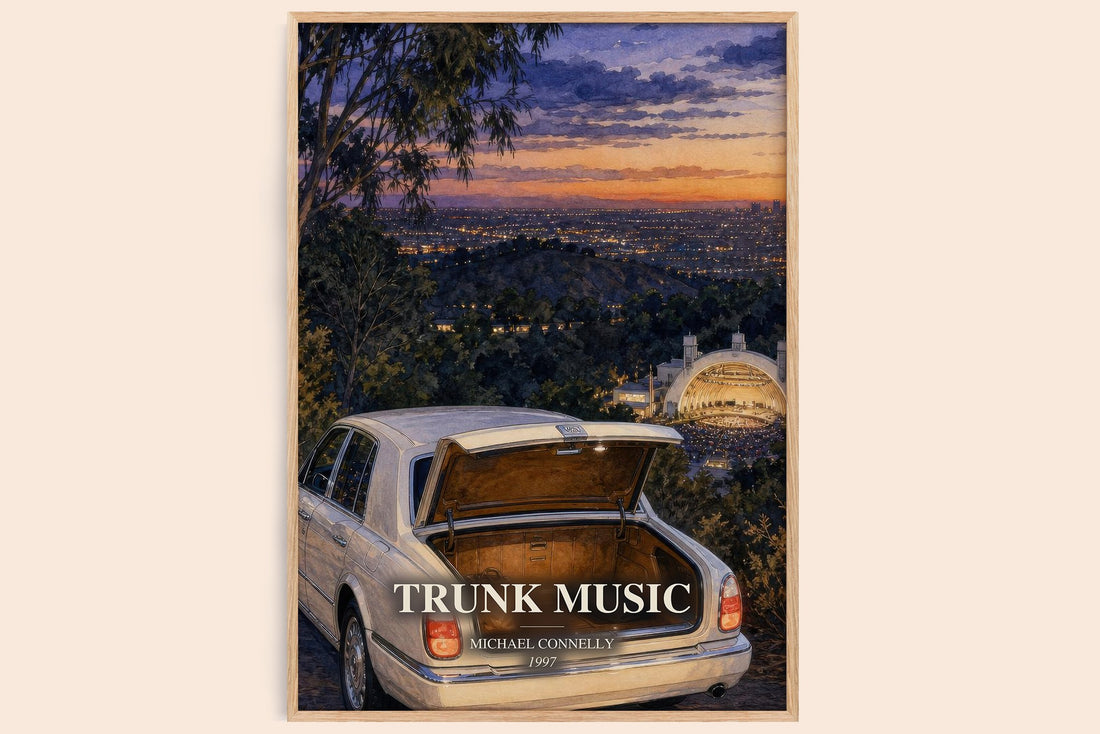 Trunk Music watercolour book poster by Michael Connelly – framed literary art print