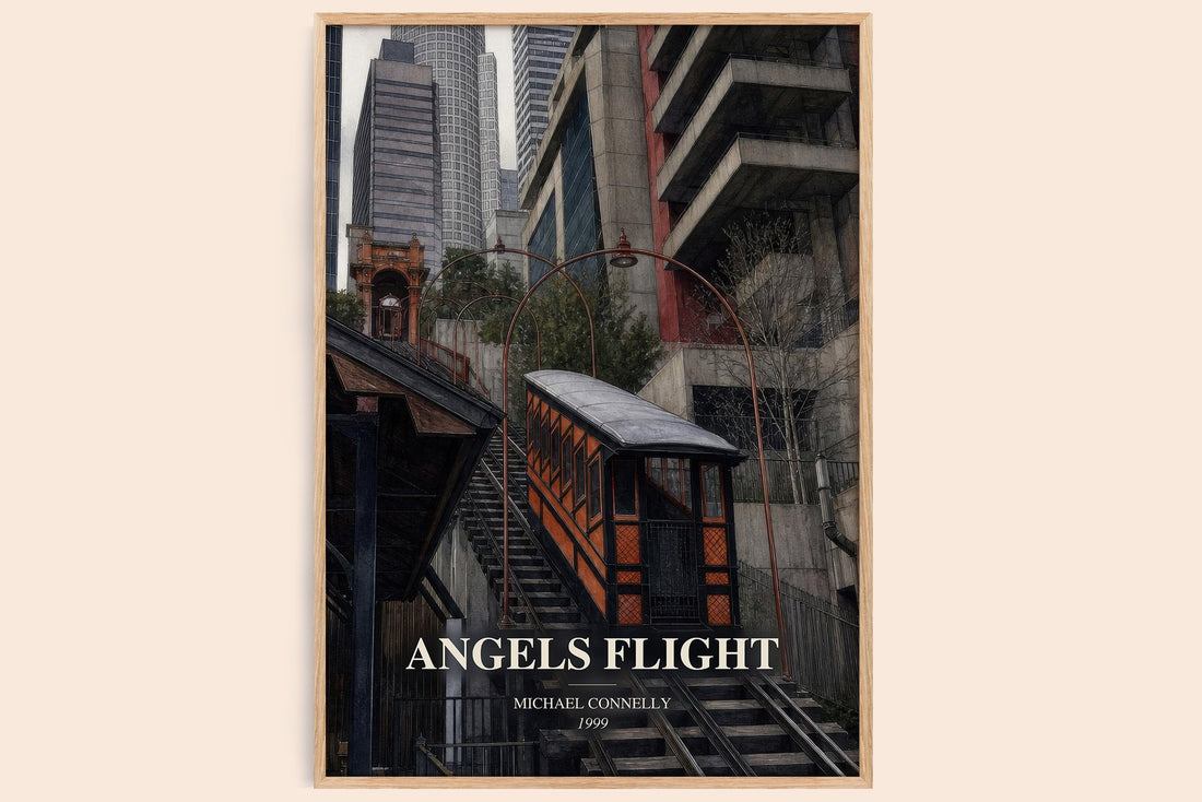 Angels Flight watercolour book poster by Michael Connelly – framed literary art print