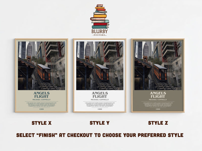 Angels Flight bookish print in frame leaning in hallway – crime wall art