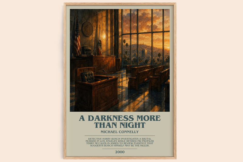 A Darkness More Than Night bookish book poster by Michael Connelly – framed literary art print