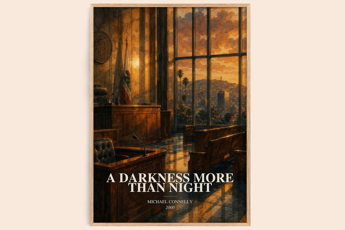 A Darkness More Than Night watercolour book poster by Michael Connelly – framed literary art print