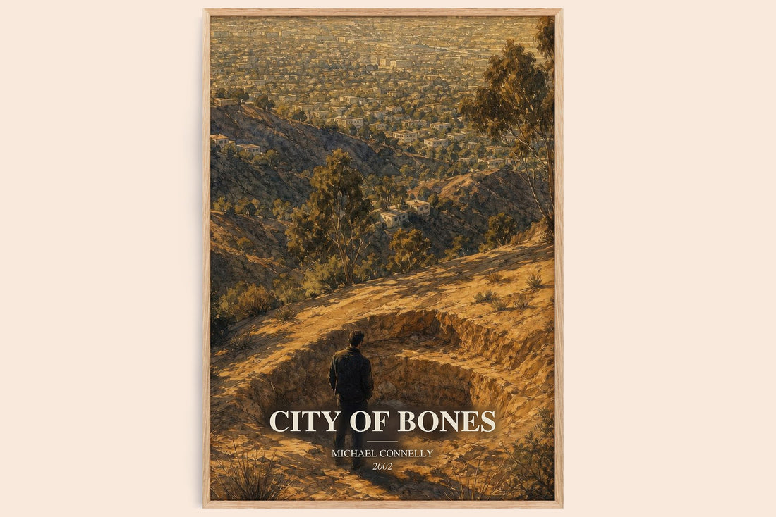 City of Bones watercolour book poster by Michael Connelly – framed literary art print