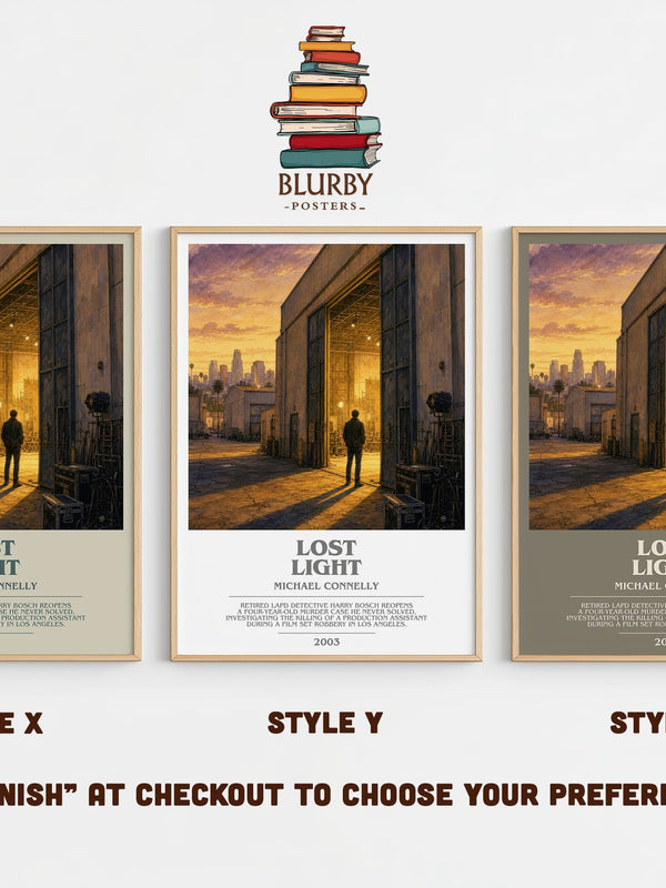 Lost Light bookish print in frame leaning in hallway – crime wall art