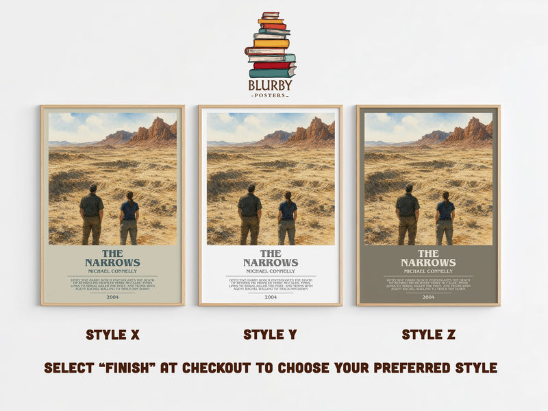 The Narrows bookish print in frame leaning in hallway – crime wall art