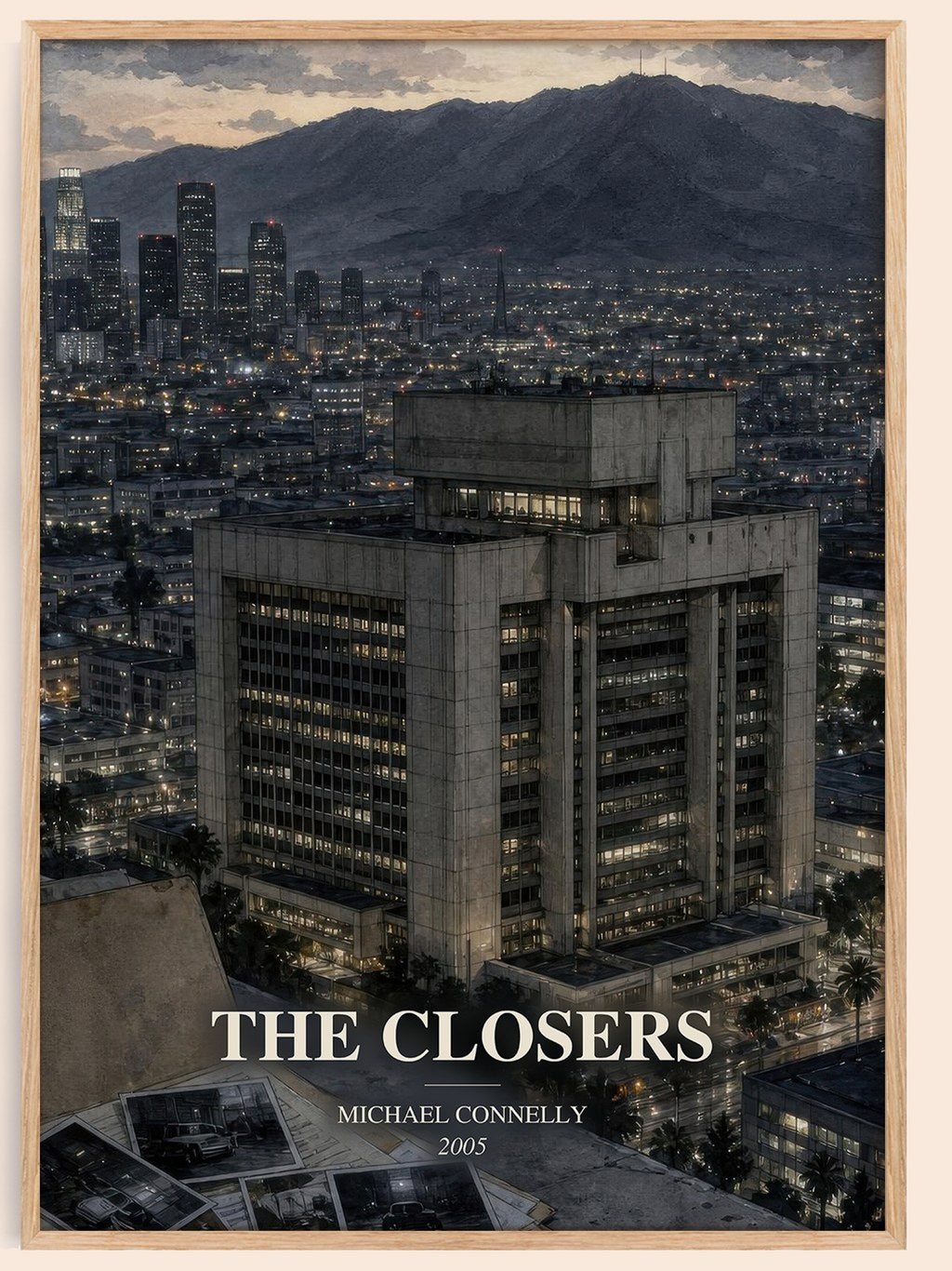The Closers watercolour book poster by Michael Connelly – framed literary art print