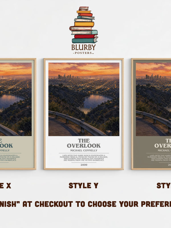 The Overlook bookish print in frame leaning in hallway – crime wall art