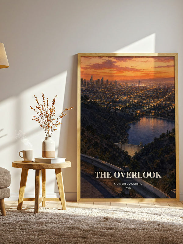 The Overlook watercolour print in frame leaning in hallway – crime wall art