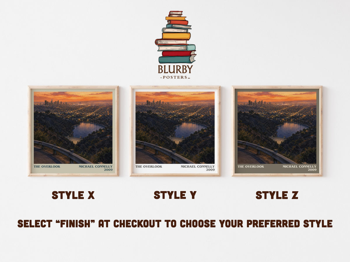 The Overlook literary print in frame leaning in hallway – crime wall art (mockup)