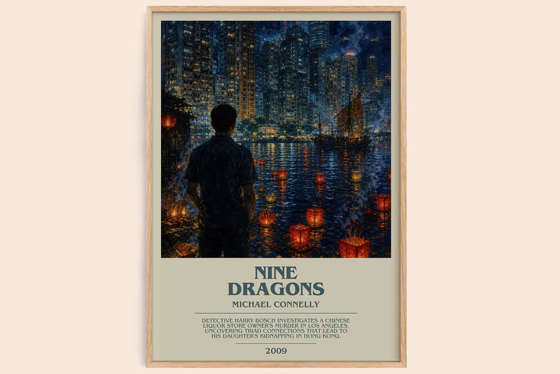 Nine Dragons bookish book poster by Michael Connelly – framed literary art print