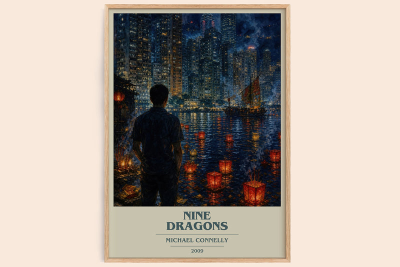 Nine Dragons book cover book poster by Michael Connelly – framed literary art print