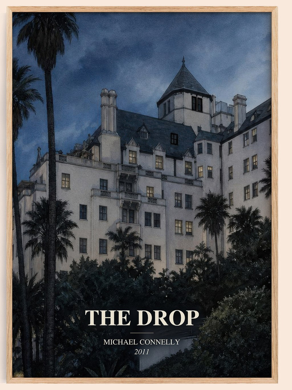 The Drop watercolour book poster by Michael Connelly – framed literary art print