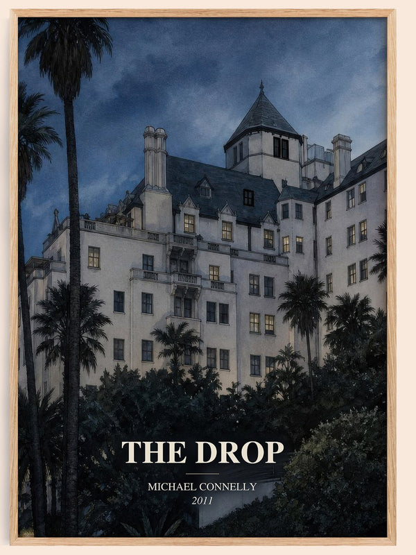 The Drop watercolour book poster by Michael Connelly – framed literary art print