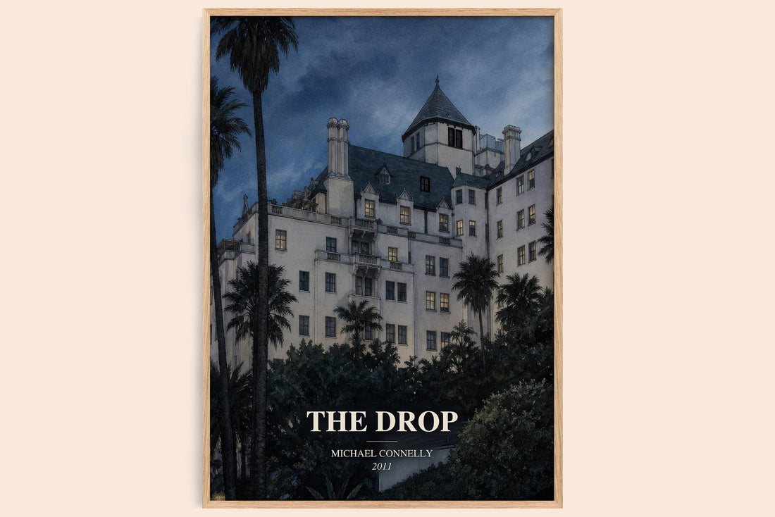 The Drop watercolour book poster by Michael Connelly – framed literary art print
