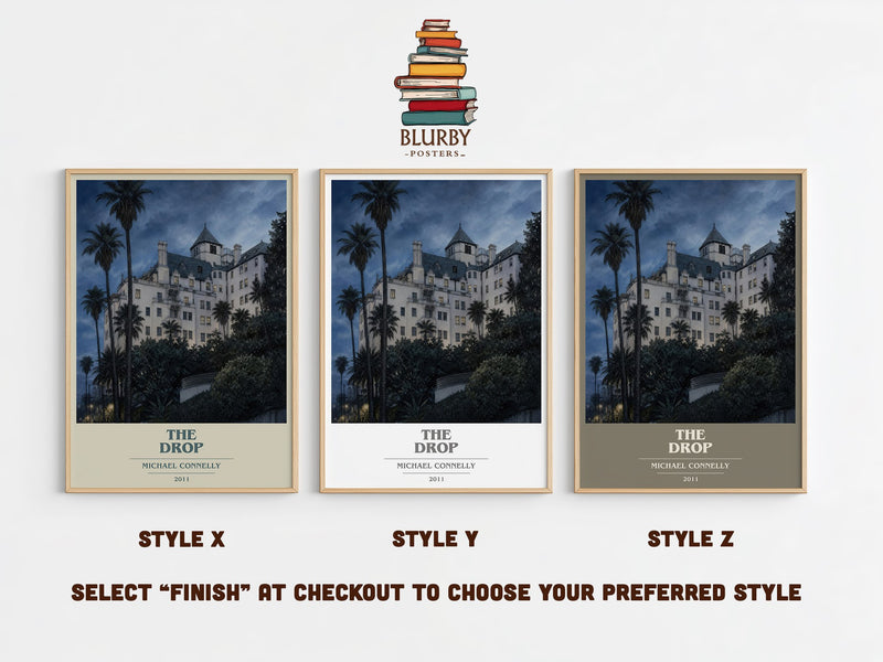The Drop book cover print in frame leaning in hallway – crime wall art