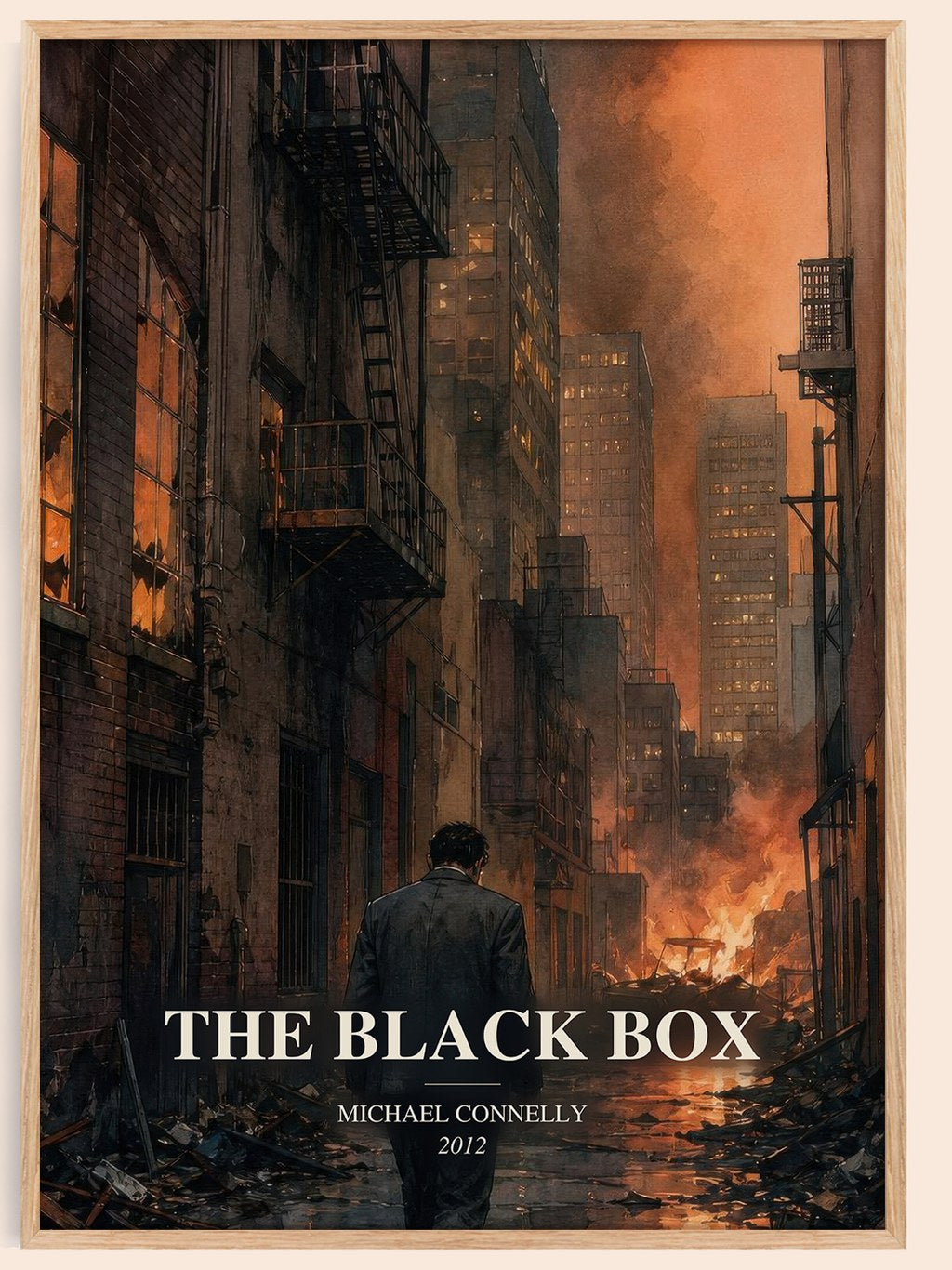 The Black Box watercolour book poster by Michael Connelly – framed literary art print