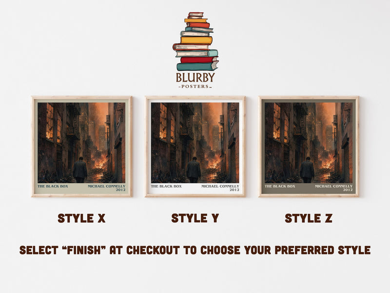 The Black Box literary print in frame leaning in hallway – crime wall art