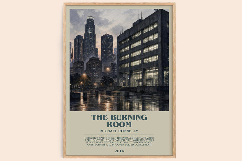 The Burning Room bookish book poster by Michael Connelly – framed literary art print