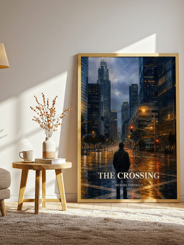 The Crossing watercolour print in frame leaning in hallway – crime wall art