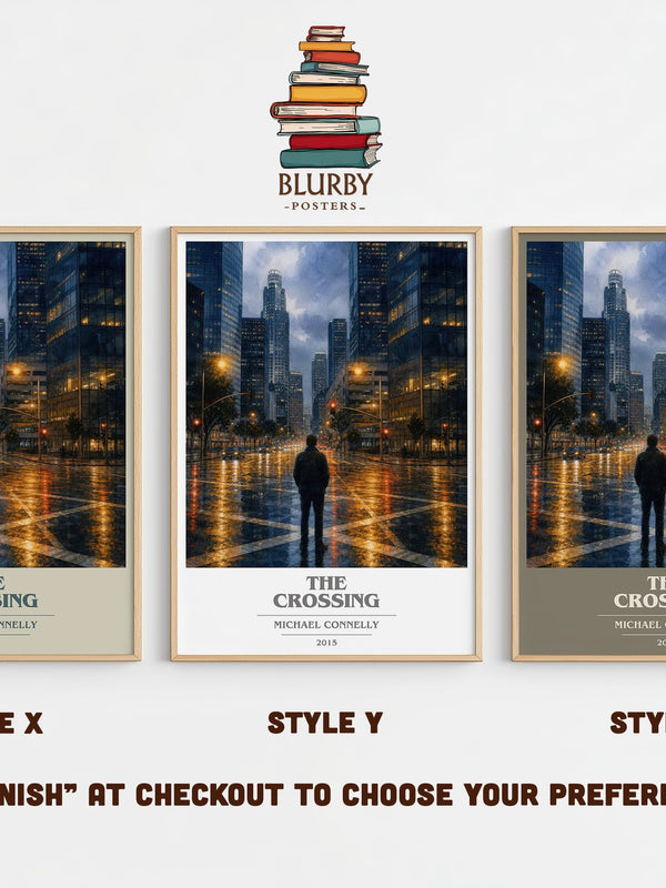 The Crossing book cover print in frame leaning in hallway – crime wall art