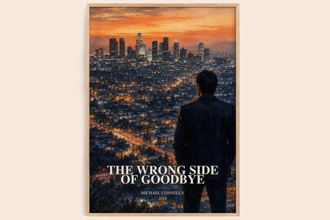 The Wrong Side of Goodbye watercolour book poster by Michael Connelly – framed literary art print