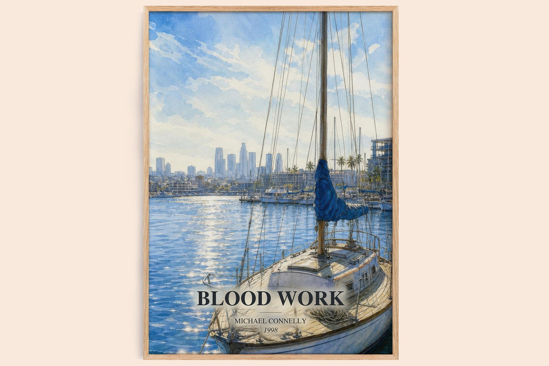 Blood Work watercolour book poster by Michael Connelly – framed literary art print
