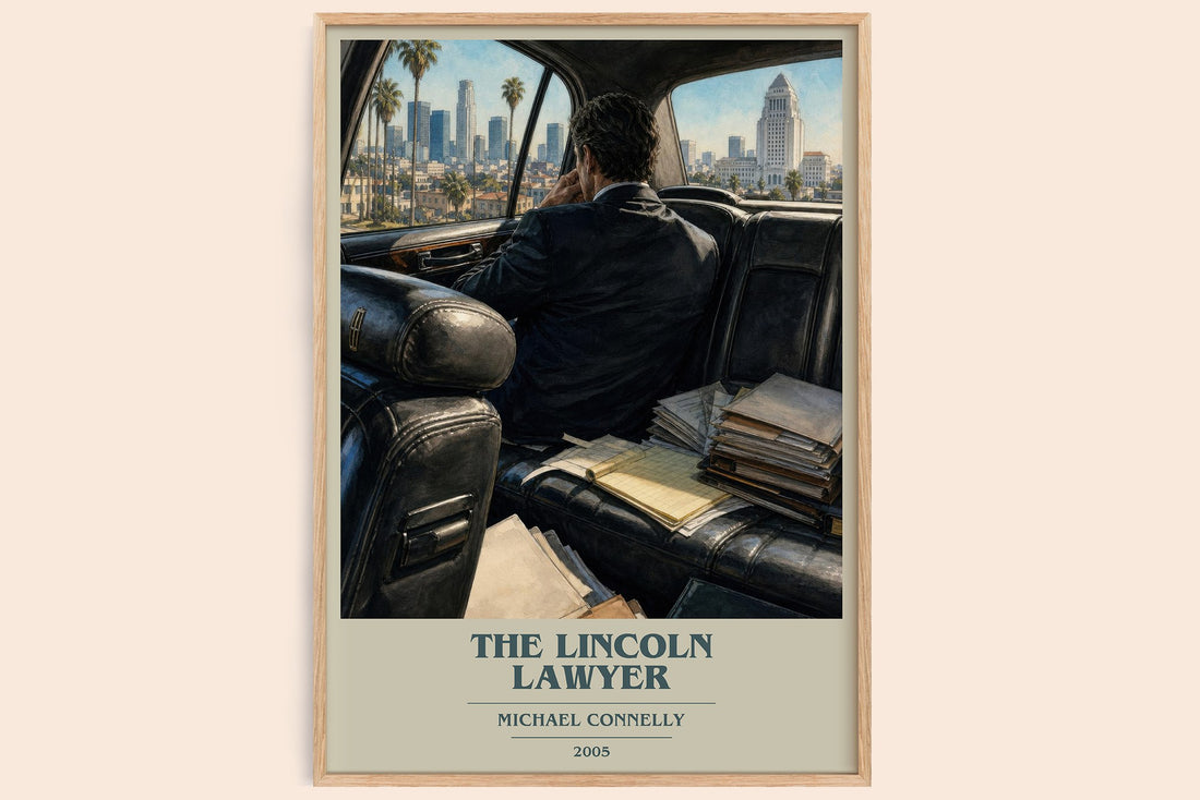 The Lincoln Lawyer book cover book poster by Michael Connelly – framed literary art print