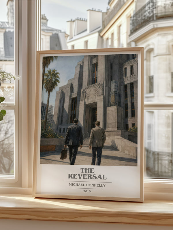 The Reversal Book Cover Poster by Michael Connelly – framed print by a bright window