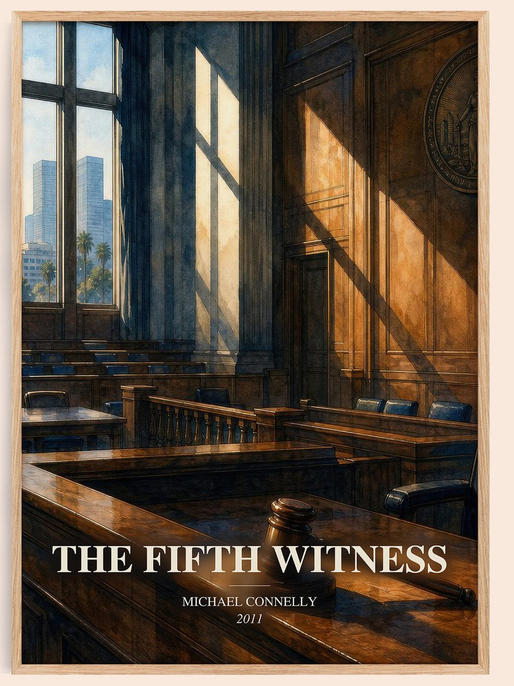 The Fifth Witness watercolour book poster by Michael Connelly – framed literary art print