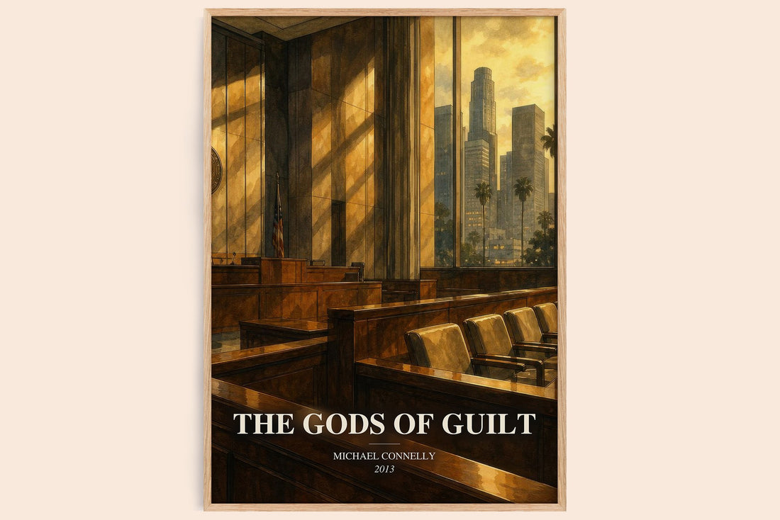 The Gods of Guilt watercolour book poster by Michael Connelly – framed literary art print