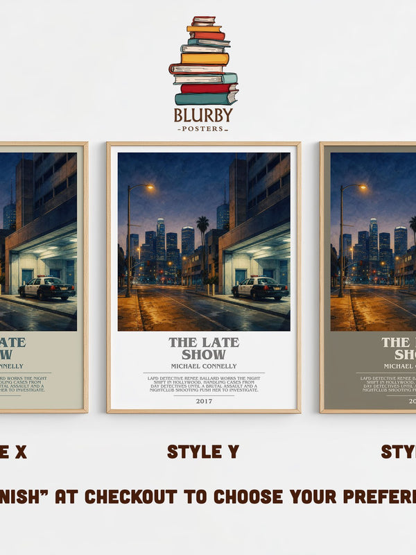 The Late Show bookish print in frame leaning in hallway – crime wall art