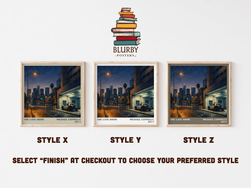 The Late Show literary print in frame leaning in hallway – crime wall art