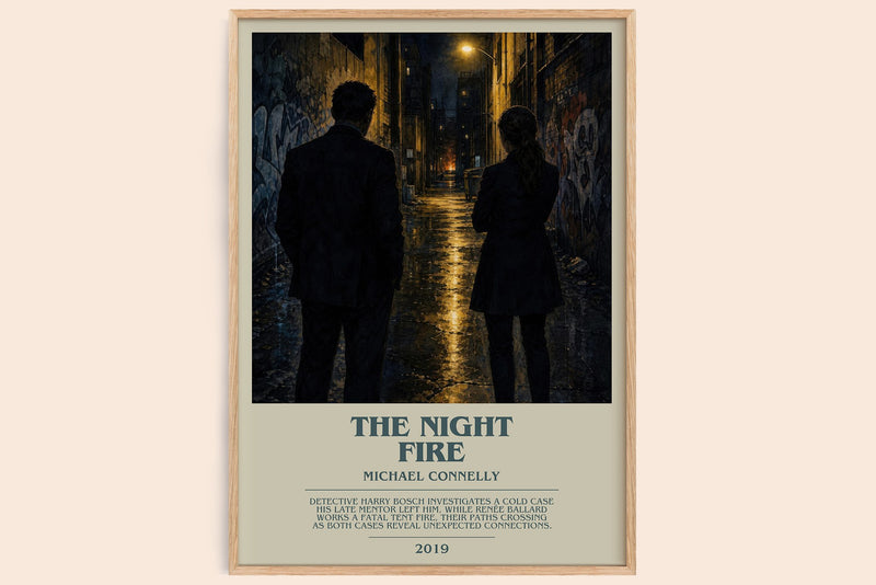 The Night Fire bookish book poster by Michael Connelly – framed literary art print