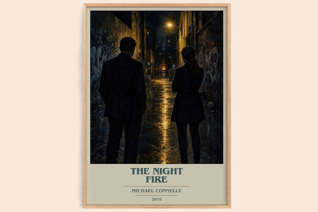 The Night Fire book cover book poster by Michael Connelly – framed literary art print