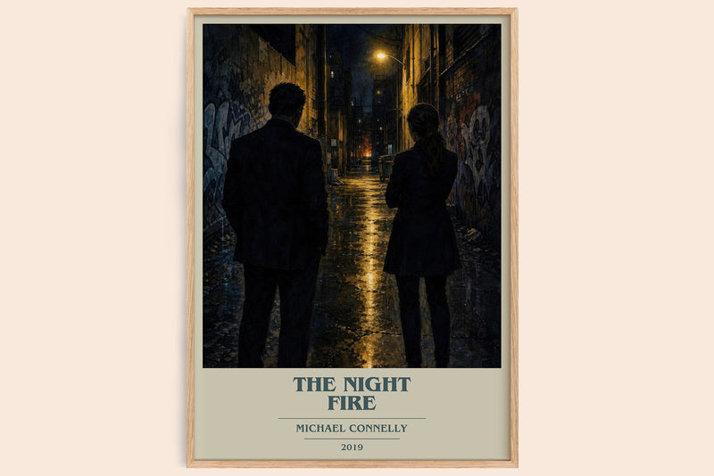 The Night Fire book cover book poster by Michael Connelly – framed literary art print
