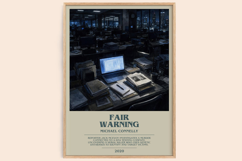 Fair Warning bookish book poster by Michael Connelly – framed literary art print