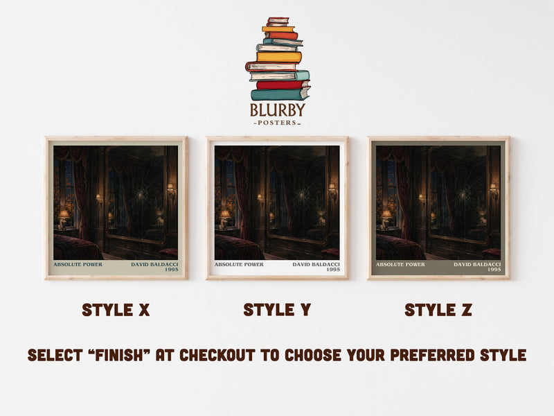Absolute Power literary print in frame leaning in hallway – thriller wall art