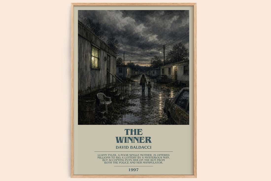The Winner bookish book poster by David Baldacci – framed literary art print
