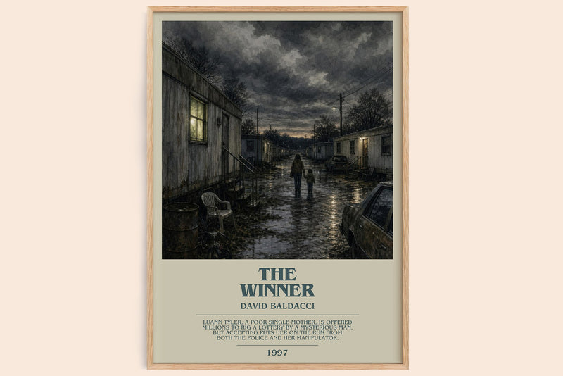 The Winner bookish book poster by David Baldacci – framed literary art print
