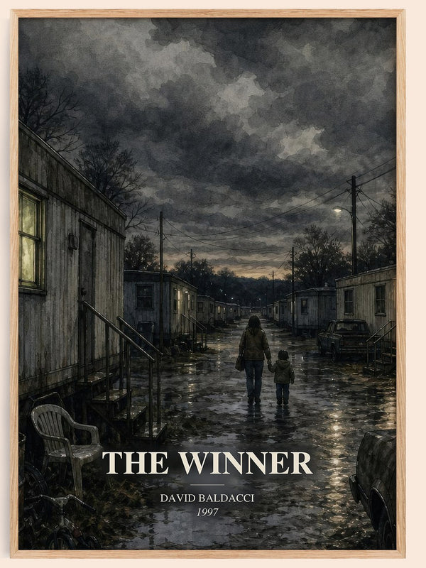 The Winner watercolour book poster by David Baldacci – framed literary art print