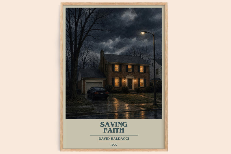 Saving Faith book cover book poster by David Baldacci – framed literary art print