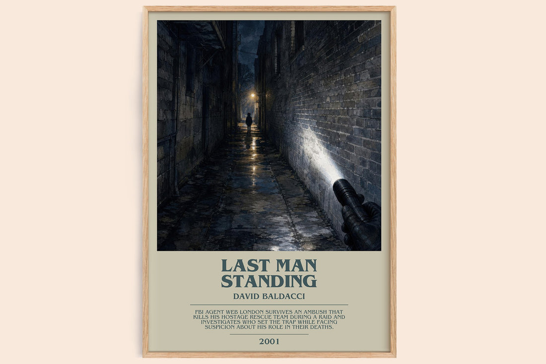 Last Man Standing bookish book poster by David Baldacci – framed literary art print