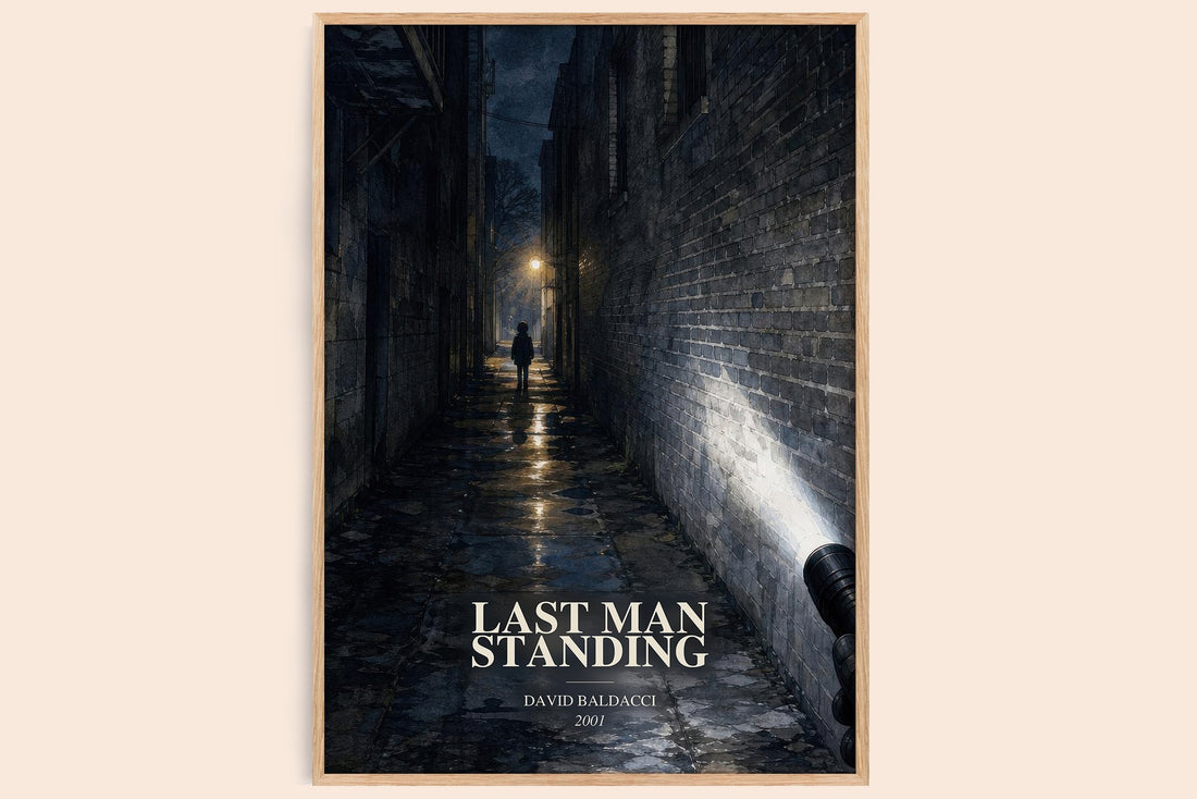 Last Man Standing watercolour book poster by David Baldacci – framed literary art print