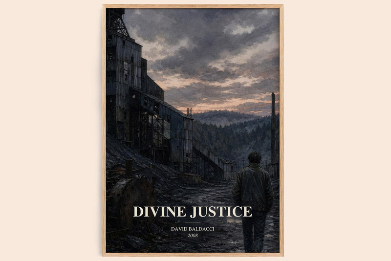 Divine Justice watercolour book poster by David Baldacci – framed literary art print