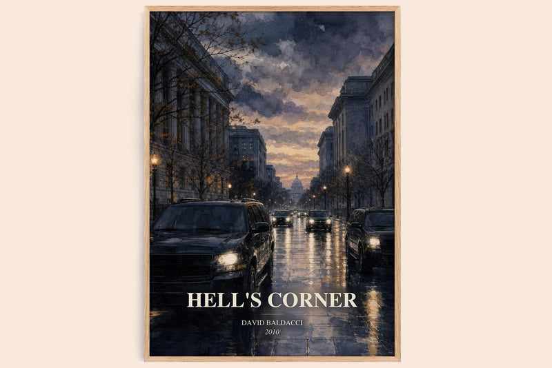 Hell's Corner watercolour book poster by David Baldacci – framed literary art print