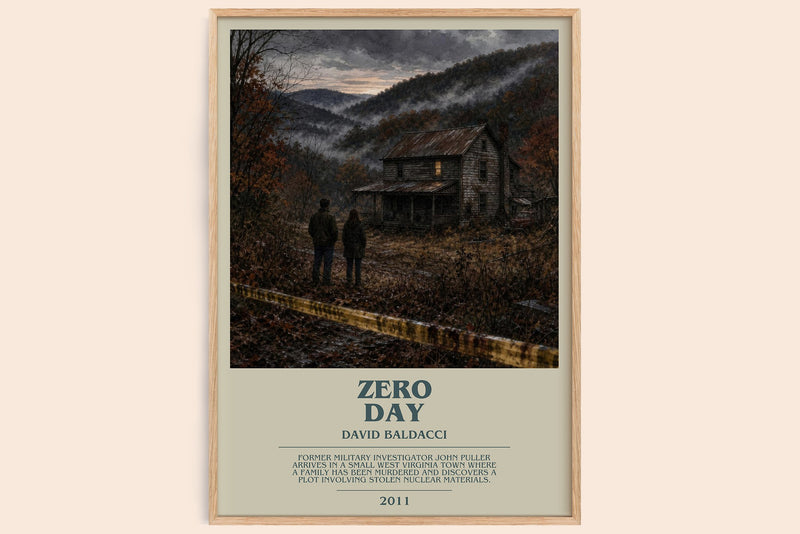Zero Day bookish book poster by David Baldacci – framed literary art print