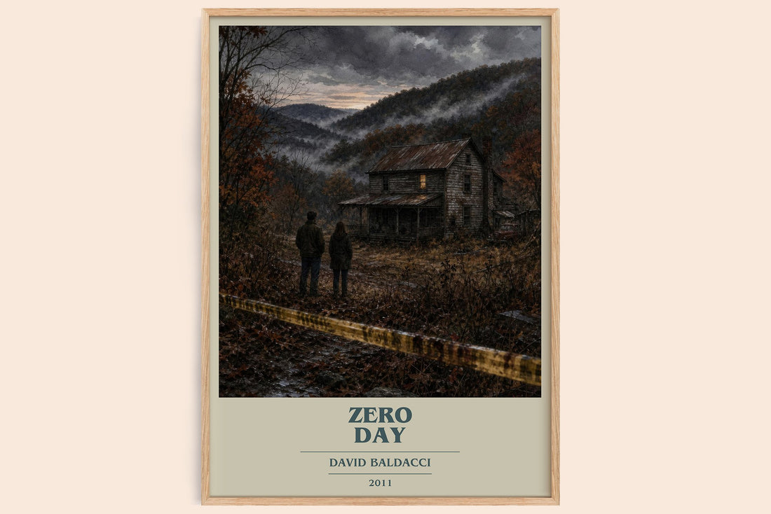 Zero Day book cover book poster by David Baldacci – framed literary art print