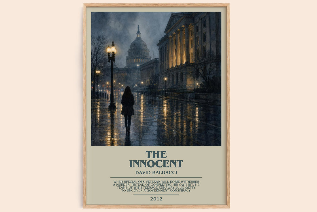 The Innocent bookish book poster by David Baldacci – framed literary art print