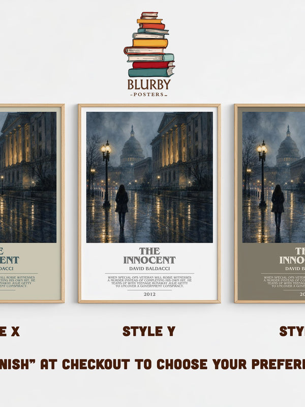 The Innocent bookish print in frame leaning in hallway – thriller wall art