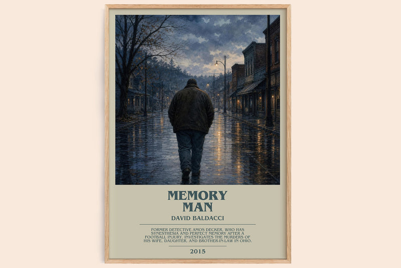 Memory Man bookish book poster by David Baldacci – framed literary art print