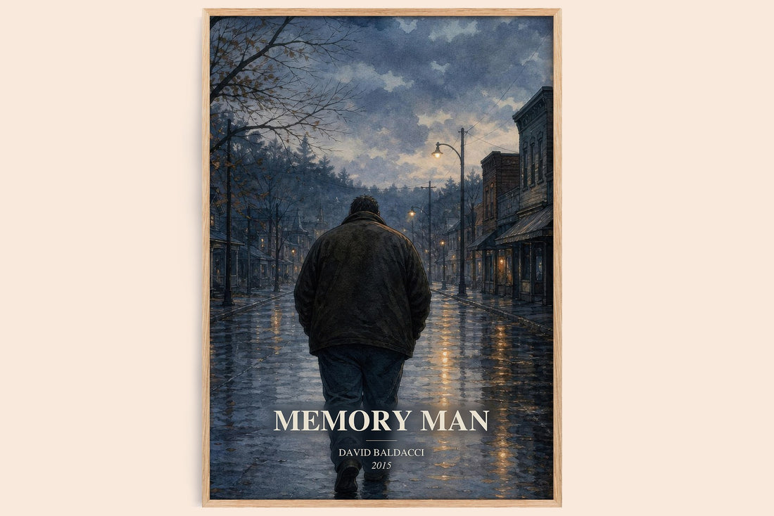 Memory Man watercolour book poster by David Baldacci – framed literary art print